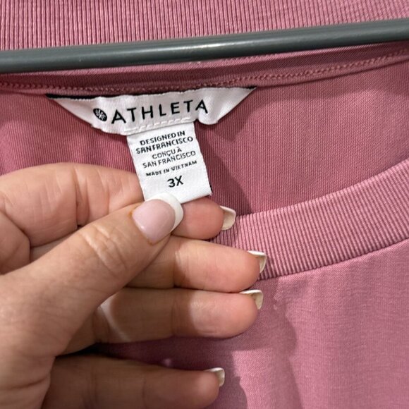 Athleta Womens Relaxed Fit Long Sleeve Scoop necsoft Top In Mauve Pink 3X - Picture 3 of 4